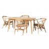 Baxton Studio Kyoto Modern Bohemian Natural Brown Finished Wood and Rattan 5-Piece Dining Set - Set in Front Side Angle