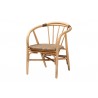 Baxton Studio Kyoto Modern Bohemian Natural Brown Finished Wood and Rattan 5-Piece Dining Set - Chair in Front Side Angle