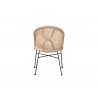 Baxton Studio Lisa Modern Bohemian Natural Brown Rattan and Black Metal Dining Chair - Back Angle
