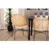 Baxton Studio Lisa Modern Bohemian Natural Brown Rattan and Black Metal Dining Chair - Lifestyle
