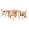 Baxton Studio Cyntia Modern Bohemian Natural Brown Finished Wood and Rattan 5-Piece Dining Set - Set in Front Side Angle