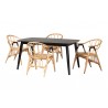 Baxton Studio Cyntia Modern Bohemian Black Finished Wood and Natural Rattan 5-Piece Dining Set - Set in Front Side Angle