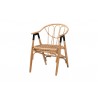 Baxton Studio Cyntia Modern Bohemian Black Finished Wood and Natural Rattan 5-Piece Dining Set - Chair in Front Side Angle
