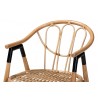 Baxton Studio Cyntia Modern Bohemian Black Finished Wood and Natural Rattan 5-Piece Dining Set - Chair in Closeup Top Angle