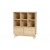 Baxton Studio Danina Japandi Oak Brown Finished Wood Bookshelf - Front Side Angle