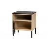 Baxton Studio Felton Mid-Century Modern Two-Tone Black and Gold Metal and Light Brown Finished Wood 1-Door End Table - Front Side Opened Angle