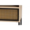 Baxton Studio Felton Mid-Century Modern Two-Tone Black and Gold Metal and Light Brown Finished Wood 1-Door End Table - Closeup Angle