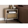 Baxton Studio Felton Mid-Century Modern Two-Tone Black and Gold Metal and Light Brown Finished Wood 1-Door End Table - Lifestyle