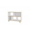 Minetta 5-Shelf Mid Century Low Bookcase in White