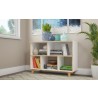 Minetta 5-Shelf Mid Century Low Bookcase in White - Lifestyle