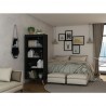 Manhattan Comfort Hampton 4-Tier Bookcase with Solid Wood Legs in Black