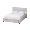 Baxton Studio Braylon Mid-Century Modern Transitional Beige Fabric and Dark Brown Finished Wood Queen Size 3-Drawer Storage Platform Bed - Front Side Angle