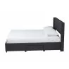 Baxton Studio Braylon Mid-Century Modern Transitional Charcoal Grey Fabric and Dark Brown Finished Wood Queen Size 3-Drawer Storage Platform Bed - Front Angle - Baxton Studio Braylon Mid-Century Modern Transitional Charcoal Grey Fabric and Dark Brown Finished Wood Queen Size 3-Drawer Storage Platform Bed - Front Angle
