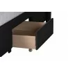 Baxton Studio Braylon Mid-Century Modern Transitional Charcoal Grey Fabric and Dark Brown Finished Wood Queen Size 3-Drawer Storage Platform Bed - Closeup Drawer Angle - Baxton Studio Braylon Mid-Century Modern Transitional Charcoal Grey Fabric and Dark Brown Finished Wood Queen Size 3-Drawer Storage Platform Bed - Closeup Drawer Angle