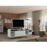 Manhattan Comfort Rockefeller 62.99 TV Stand with Metal Legs and 2 Drawers in White - Manhattan Comfort Rockefeller 62.99 TV Stand with Metal Legs and 2 Drawers in White