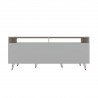 Manhattan Comfort Rockefeller 62.99 TV Stand with Metal Legs and 2 Drawers in White Back