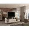 Manhattan Comfort Rockefeller 62.99 TV Stand with Metal Legs and 2 Drawers in Off White - Manhattan Comfort Rockefeller 62.99 TV Stand with Metal Legs and 2 Drawers in Off White