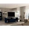 Manhattan Comfort Rockefeller 62.99 TV Stand with Metal Legs and 2 Drawers in Tatiana Midnight Blue - Manhattan Comfort Rockefeller 62.99 TV Stand with Metal Legs and 2 Drawers in Tatiana Midnight Blue