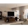 Manhattan Comfort Rockefeller 62.99 TV Stand with Metal Legs and 2 Drawers in Brown