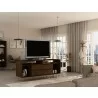 Manhattan Comfort Rockefeller 62.99 TV Stand with Metal Legs and 2 Drawers in Brown - Manhattan Comfort Rockefeller 62.99 TV Stand with Metal Legs and 2 Drawers in Brown