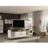 Manhattan Comfort Rockefeller 62.99 TV Stand with Metal Legs and 2 Drawers in Off White and Nature Side - Manhattan Comfort Rockefeller 62.99 TV Stand with Metal Legs and 2 Drawers in Off White and Nature Side