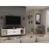 Manhattan Comfort Rockefeller 62.99 TV Stand with Metal Legs and 2 Drawers in Off White and Nature Front