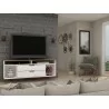 Manhattan Comfort Rockefeller 62.99 TV Stand with Metal Legs and 2 Drawers in Off White and Nature Front - Manhattan Comfort Rockefeller 62.99 TV Stand with Metal Legs and 2 Drawers in Off White and Nature Front