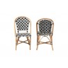 Baxton Studio Ambre Modern French Black and White Weaving Natural Rattan 2-Piece Bistro Chair Set - Front / Back Angle