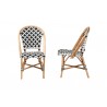 Baxton Studio Ambre Modern French Black and White Weaving Natural Rattan 2-Piece Bistro Chair Set - Front / Side Angle