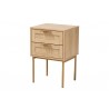 Baxton Studio Dewitt Japandi Light Brown Finished Wood and Gold Metal 2-Drawer End Table - Front Side Angle
