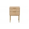 Baxton Studio Dewitt Japandi Light Brown Finished Wood and Gold Metal 2-Drawer End Table - Front Angle