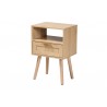 Baxton Studio Emmett Mid-Century Modern Light Brown Finished Wood 1-Drawer End Table - Front Side Angle