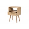 Baxton Studio Emmett Mid-Century Modern Light Brown Finished Wood 1-Drawer End Table - Front Side Opened Angle