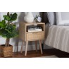 Baxton Studio Emmett Mid-Century Modern Light Brown Finished Wood 1-Drawer End Table - Front Side Angle