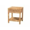 Baxton Studio Adelia Modern Bohemian Natural Rattan and Mahogany Wood 1-Drawer Nightstand - Front Side Angle - Baxton Studio Adelia Modern Bohemian Natural Rattan and Mahogany Wood 1-Drawer Nightstand - Front Side Angle
