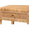 Baxton Studio Adelia Modern Bohemian Natural Rattan and Mahogany Wood 1-Drawer Nightstand - Closeup Top Angle - Baxton Studio Adelia Modern Bohemian Natural Rattan and Mahogany Wood 1-Drawer Nightstand - Closeup Top Angle