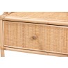Baxton Studio Lalo Modern Bohemian Natural Brown Rattan 1-Drawer Nightstand - Closeup Angle