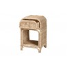 Baxton Studio Magni Modern Bohemian Natural Brown Rattan 1-Drawer Nightstand - Front Side Opened  Angle