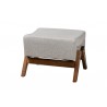 Baxton Studio Hanson Mid-Century Modern Light Grey Fabric and Walnut Brown Finished Wood Ottoman - Front Side Angle