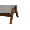 Baxton Studio Hanson Mid-Century Modern Light Grey Fabric and Walnut Brown Finished Wood Ottoman - Closeup Side Angle