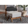 Baxton Studio Hanson Mid-Century Modern Light Grey Fabric and Walnut Brown Finished Wood Ottoman - Lifestyle