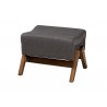 Baxton Studio Hanson Mid-Century Modern Dark Grey Fabric and Walnut Brown Finished Wood Ottoman - Front Side Angle