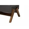 Baxton Studio Hanson Mid-Century Modern Dark Grey Fabric and Walnut Brown Finished Wood Ottoman - Closeup Side Angle - Baxton Studio Hanson Mid-Century Modern Dark Grey Fabric and Walnut Brown Finished Wood Ottoman - Closeup Side Angle