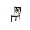 Baxton Studio Olympia Modern Beige Fabric and Espresso Brown Finished Wood 7-Piece Dining Set - Chair in Front Side Angle
