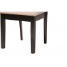 Baxton Studio Olympia Modern Beige Fabric and Espresso Brown Finished Wood 7-Piece Dining Set - Seat in Closeup Base Angle