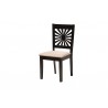 Baxton Studio Olympia Modern Beige Fabric and Espresso Brown Finished Wood 6-Piece Dining Set - Dining Chair in Front Side Angle