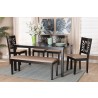 Baxton Studio Olympia Modern Beige Fabric and Espresso Brown Finished Wood 6-Piece Dining Set - Lifestyle