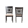 Baxton Studio Olympia Modern Beige Fabric and Espresso Brown Finished Wood Dining Chair - Set of Two - Front and Back Angle