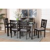Baxton Studio Olympia Modern Grey Fabric and Espresso Brown Finished Wood 7-Piece Dining Set - Lifestyle