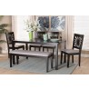 Baxton Studio Olympia Modern Grey Fabric and Espresso Brown Finished Wood 6-Piece Dining Set - Lifestyle